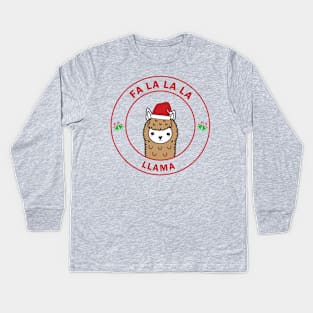 Christmas Llama Kids Long Sleeve T-Shirt